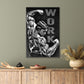 Strong Man Flexing His Muscles with The Word "Work" Print 100% Australian Made 40x60cm Stretched Canvas Ready to Hang