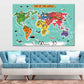 The World Map Illustration Print 100% Australian Made Stretched Canvas Ready to Hang - MP-115