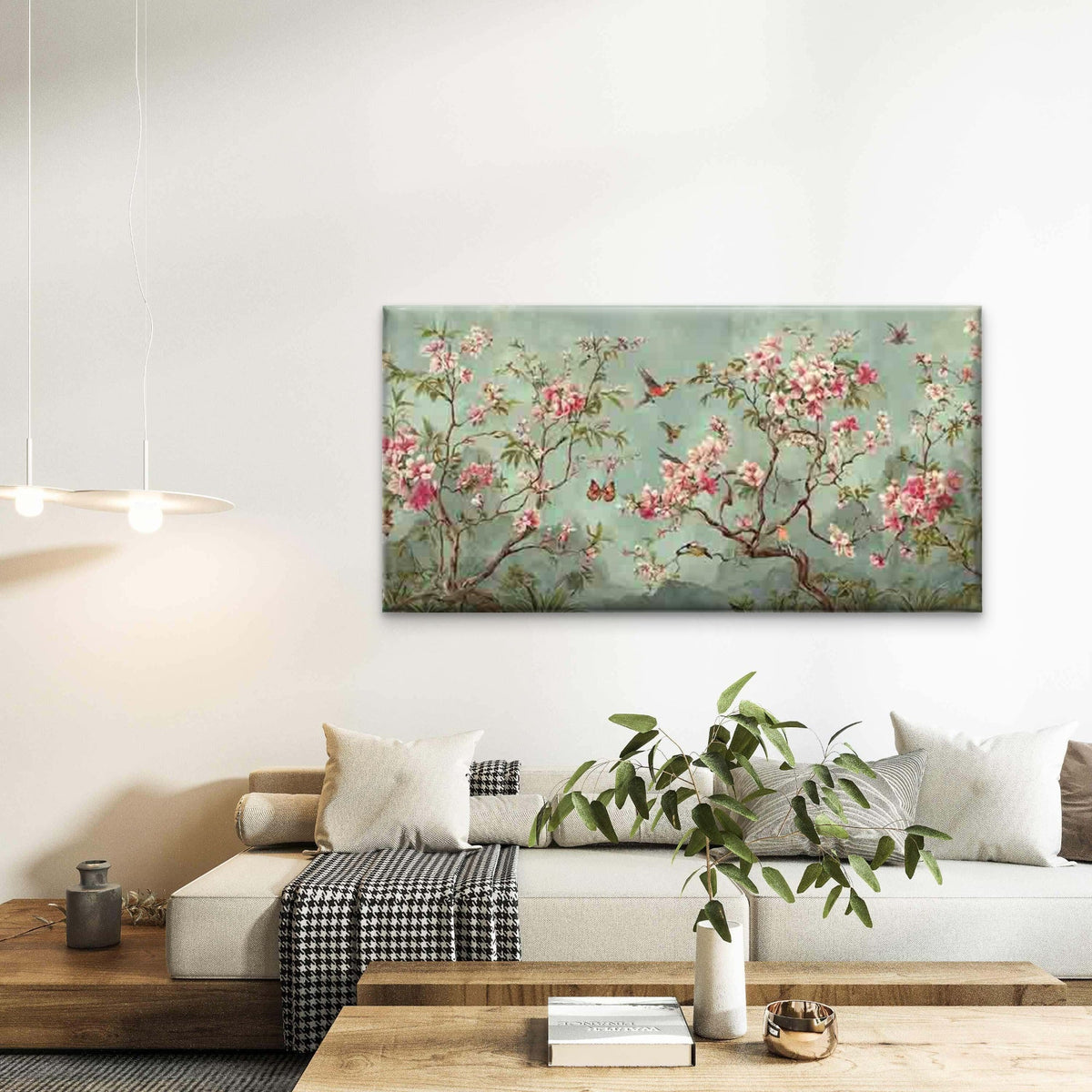 Cherry Blossoms And Flying Bird Wall Art Canvas Office Home Room Framed 120x60cm