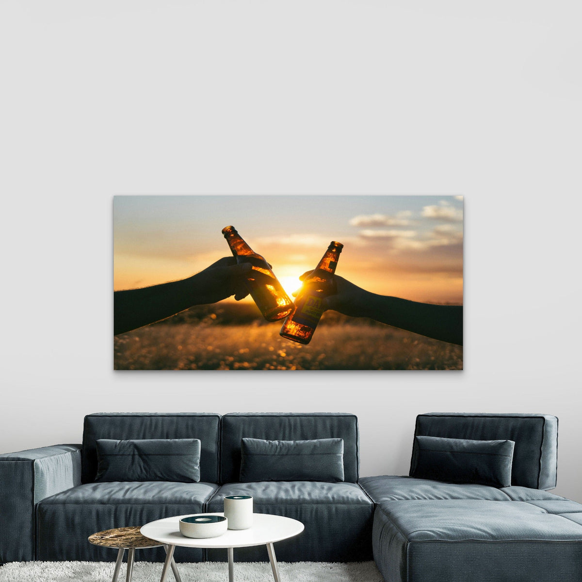 Sunset Beers With Good Friends Wall Art Canvas Office Home Room Framed 80x45cm