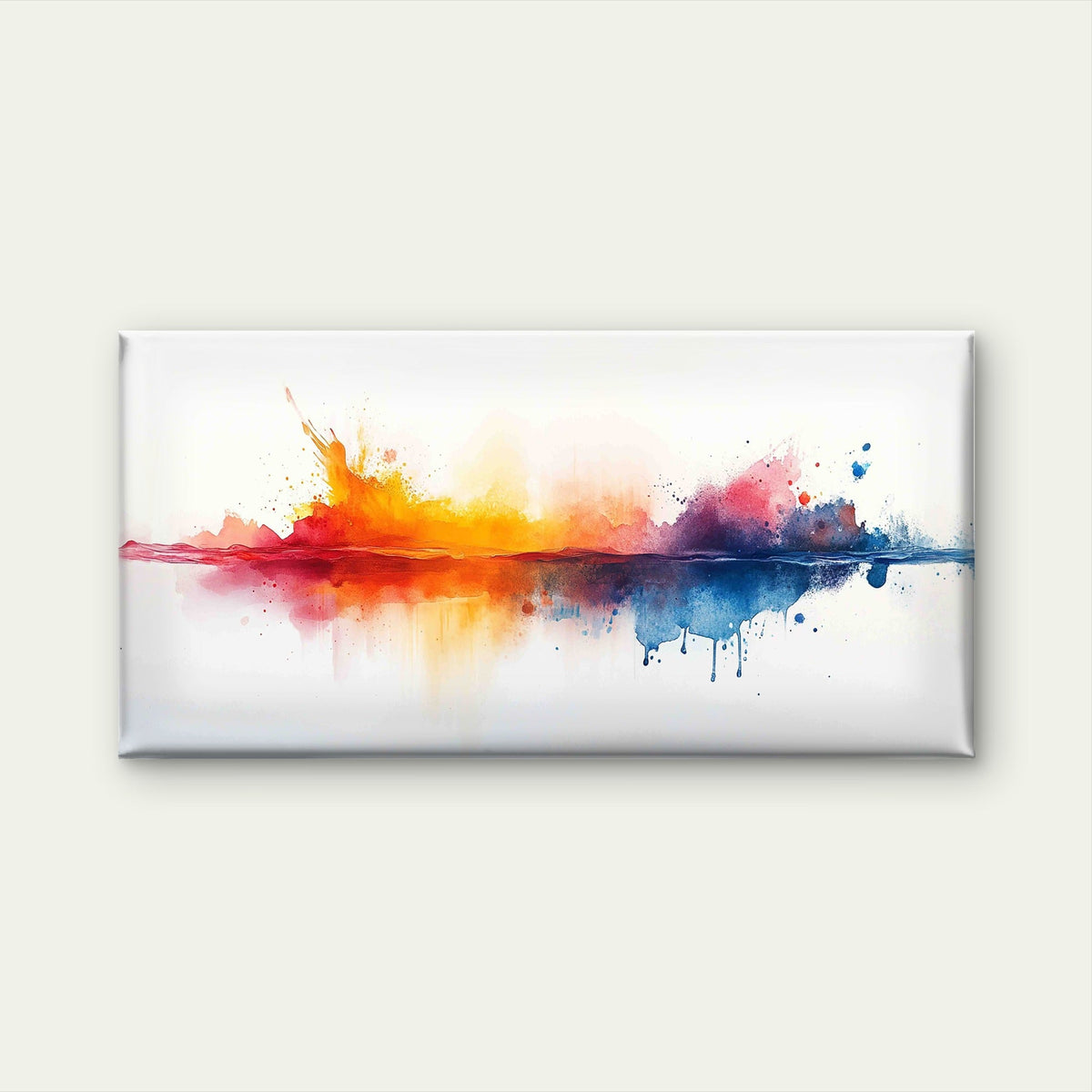 Vibrant Burst: Abstract Waterco Wall Art Canvas Office Home Room Framed 80x45cm