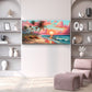 Tropical Beach Pink Sunset Wall Art Canvas Office Home Room Framed 120x60cm