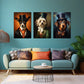 3pcs Elegant Suit & Top Hat Dog Classic Design Metal Print Ready to Hang Art