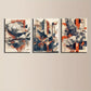 3pcs Gray Orange Geometric Pattern Abstract Metal Print Ready to Hang Art