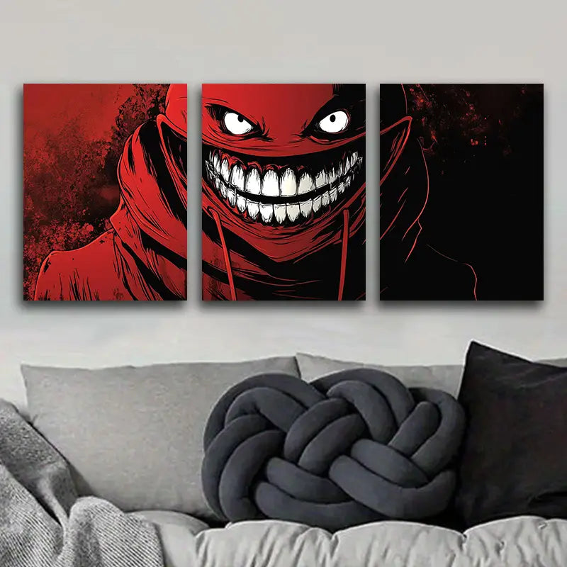 3pcs Red-faced monster Metal Print Ready to Hang Art