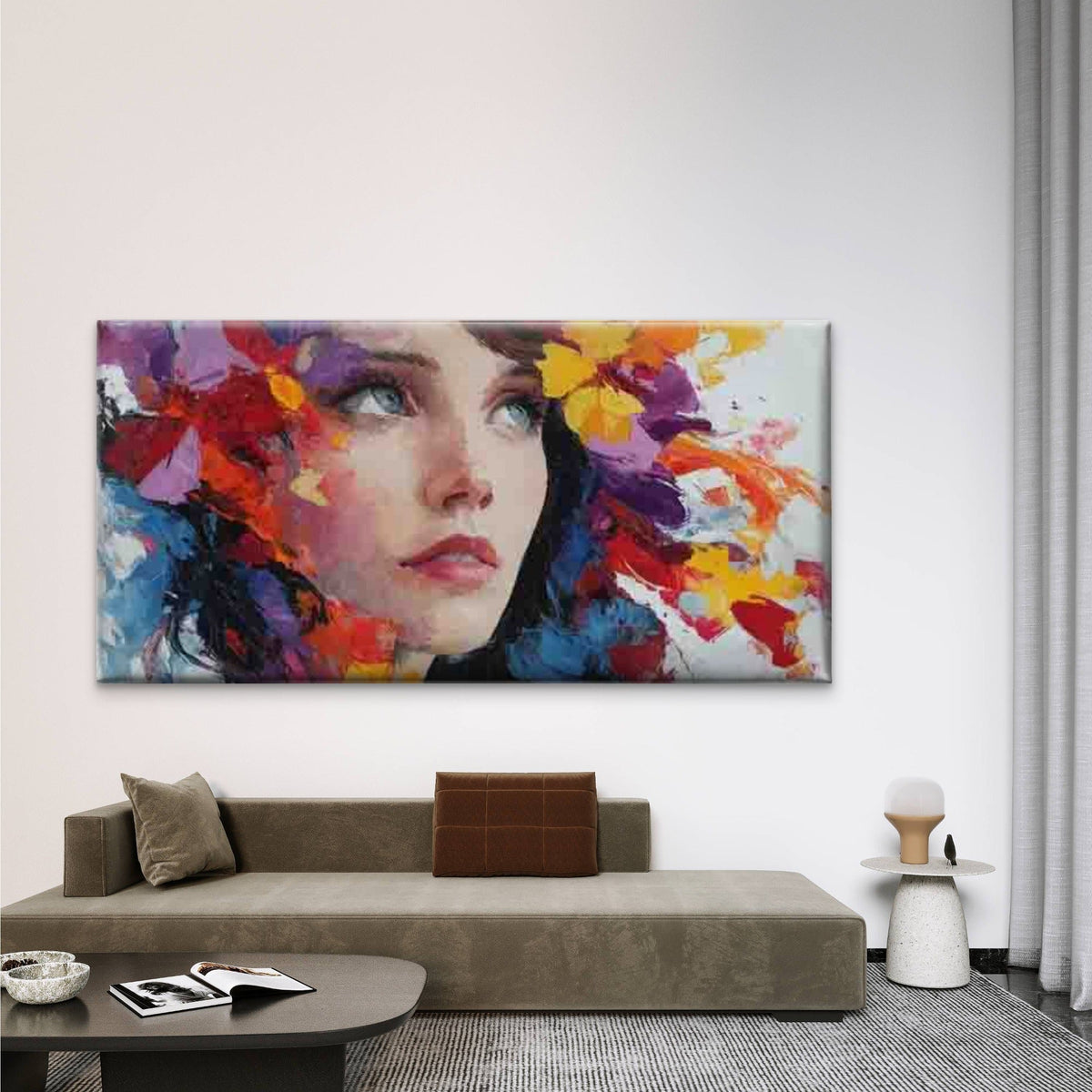 Women Eye Abstract Splatter Wall Art Canvas Office Home Room Framed 120x60cm