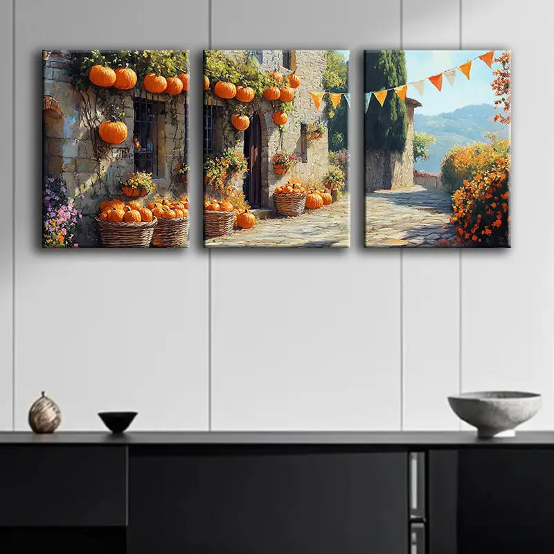 3pcs Luxurious Italian Villa Metal Print Ready to Hang Art
