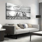 Black & White Sunset Lake Flying Birds Wall Art canvas office home room framed 120x60cm