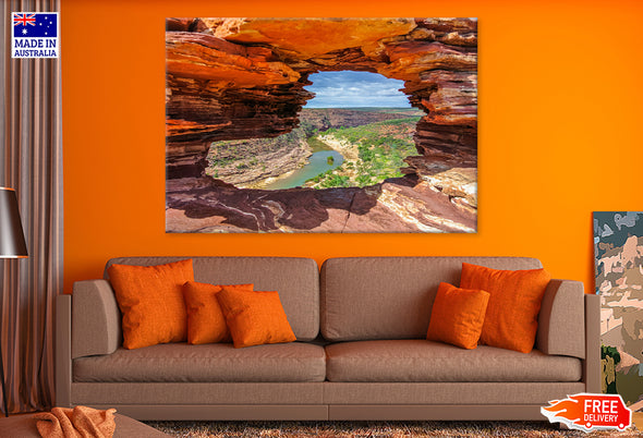 View of Murchison River from Nature's Window Print 100% Australian Made Stretched Canvas Ready to Hang - AU-116