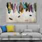 Multicolour Feathers Watercolor Print 100% Australian Made Stretched Canvas Ready to Hang - BO-116