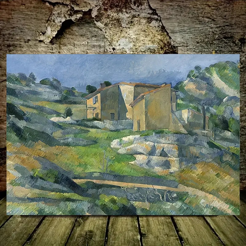 Paul Cézanne Inspired Vintage Provence Landscape with Houses Print 100% Australian Made 60x40cm Stretched Canvas Ready to Hang