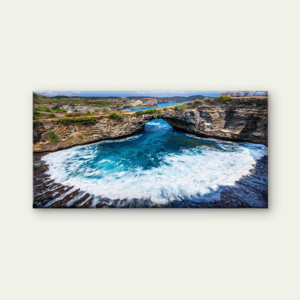 Broken Beach Nusa Penida Island Bali Indonesia Wall Art Canvas Office Home Room Framed 80x45cm