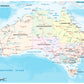 Australian Continent Detailed Map Print 100% Australian Made Stretched Canvas Ready to Hang  - MP-116