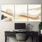 3pcs Nature Hills with Beige Brown Metal Print Ready to Hang Art