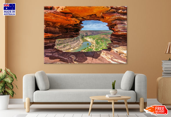 View of Murchison River from Nature's Window Print 100% Australian Made Stretched Canvas Ready to Hang - AU-116