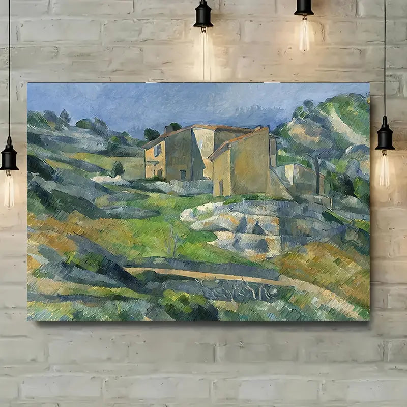 Paul Cézanne Inspired Vintage Provence Landscape with Houses Print 100% Australian Made 60x40cm Stretched Canvas Ready to Hang