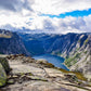 Cloudy Sky Mountains Hill & Lake Print 100% Australian Made Stretched Canvas Ready to Hang - NT-116