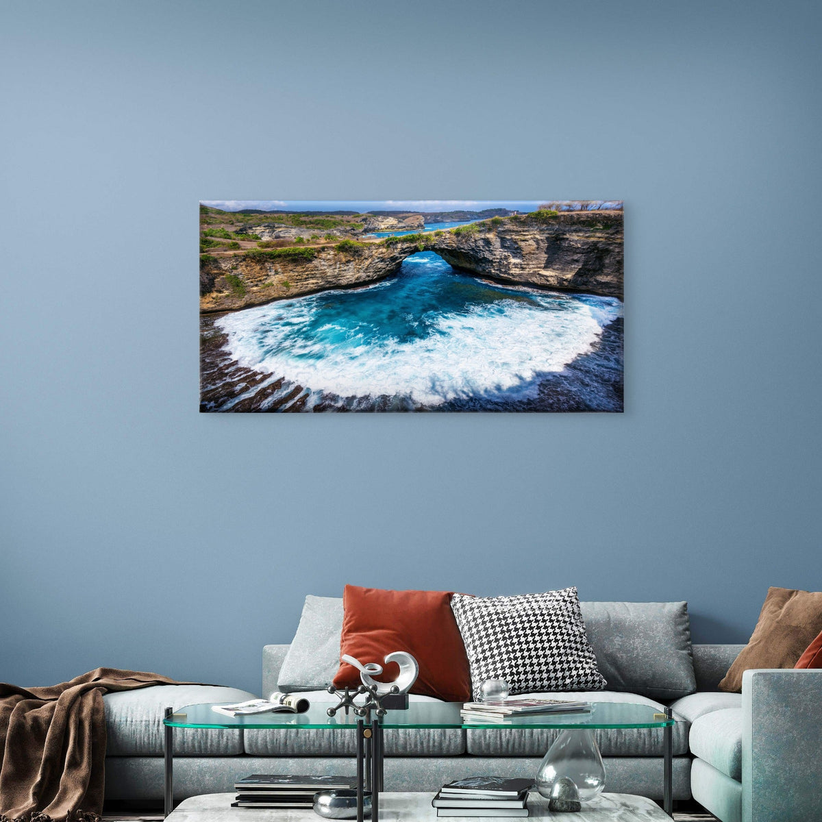 Broken Beach Nusa Penida Island Bali Indonesia Wall Art Canvas Office Home Room Framed 80x45cm