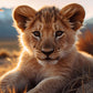 Cute Lion Cub Safari Wildlife Savannah Animal Wall Art Canvas Office Home Room Framed 120x60cm