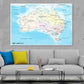 Australian Continent Detailed Map Print 100% Australian Made Stretched Canvas Ready to Hang  - MP-116