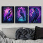 3pcs Stained glass window a Raven Metal Print Ready to Hang Art