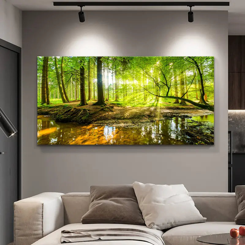 Charming Forest wall canvas office home room framed 120x60cm