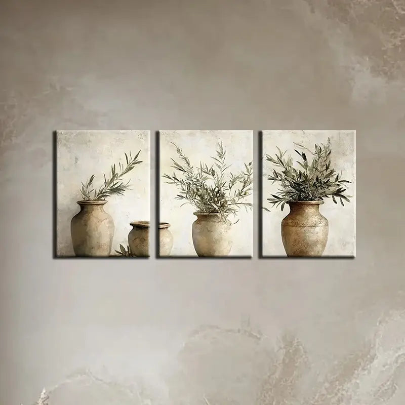 3pcs Watercolor Abstract Elegant Plants Metal Print Ready to Hang Art