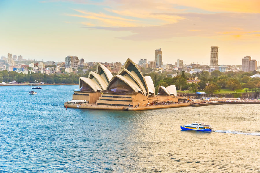 ferries passing by Opera House & Sydney harbour Print 100% Australian Made Stretched Canvas Ready to Hang - AU-117