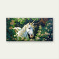 White Unicorn In Garden Fantasy Majestic Forest Wall Art Canvas Office Home Framed 80x45cm