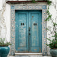 Antique Blue Door with Vintage Wall Print 100% Australian Made 40x60cm Stretched Canvas Ready to Hang