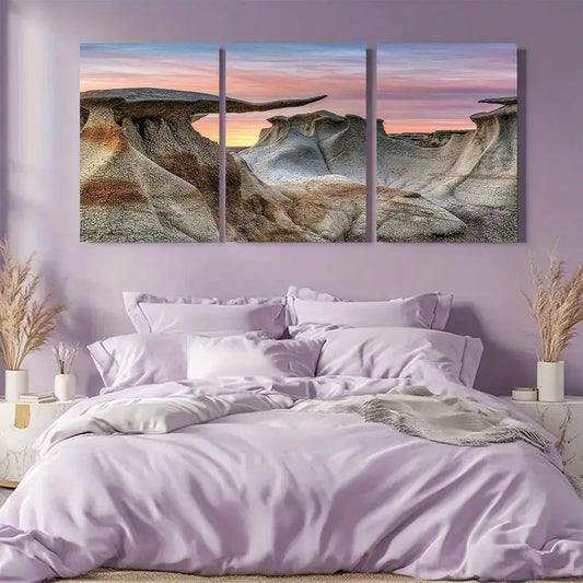 3pcs New Mexico Desert with Stone Metal Print Ready to Hang Art