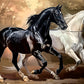 Majestic Horses Gallop Through Lush Forest Print 100% Australian Made 60x40cm Stretched Canvas Ready to Hang