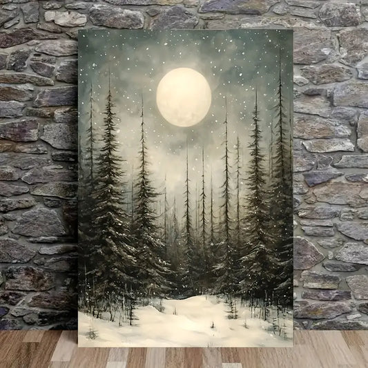 Winter Forest Snowscape Print 100% Australian Made 40x60cm Stretched Canvas Ready to Hang