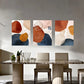 3pcs Blue Orange Dark Red Design Painting Metal Print Ready to Hang Art
