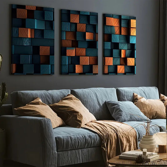 3pcs Fashion Abstract Irregular Graphic Art Wall Art Set Canvas Framed 40x60cm - High Quality Print 100% Australian Made Wall Canvas Ready to Hang