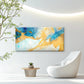 Azure Gold Fluid Drift Wall Art Canvas Office Home Room Framed 120x60cm