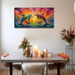 Vibrant Sunset Dolphins Wall Art Canvas Office Home Room Framed 120x60cm
