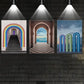 3pcs Whimsical Architectural Designs with Rainbow Metal Print Ready to Hang Art