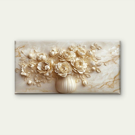 Elegant Marble Floral Vase Wall Art Canvas Office Home Room Framed 80x45cm