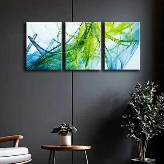 3pcs Green Digital Art Metal Print Ready to Hang Art