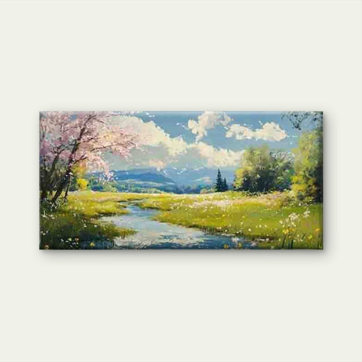 Spring Meadow Wall Art Canvas Office Home Room Framed 80x45cm
