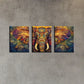 3pcs Charming Elephant Painting Colorful Design Metal Print Ready to Hang Art