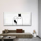 Anime Black & White Cat Wall Art Canvas Office Home Room Framed 120x60cm