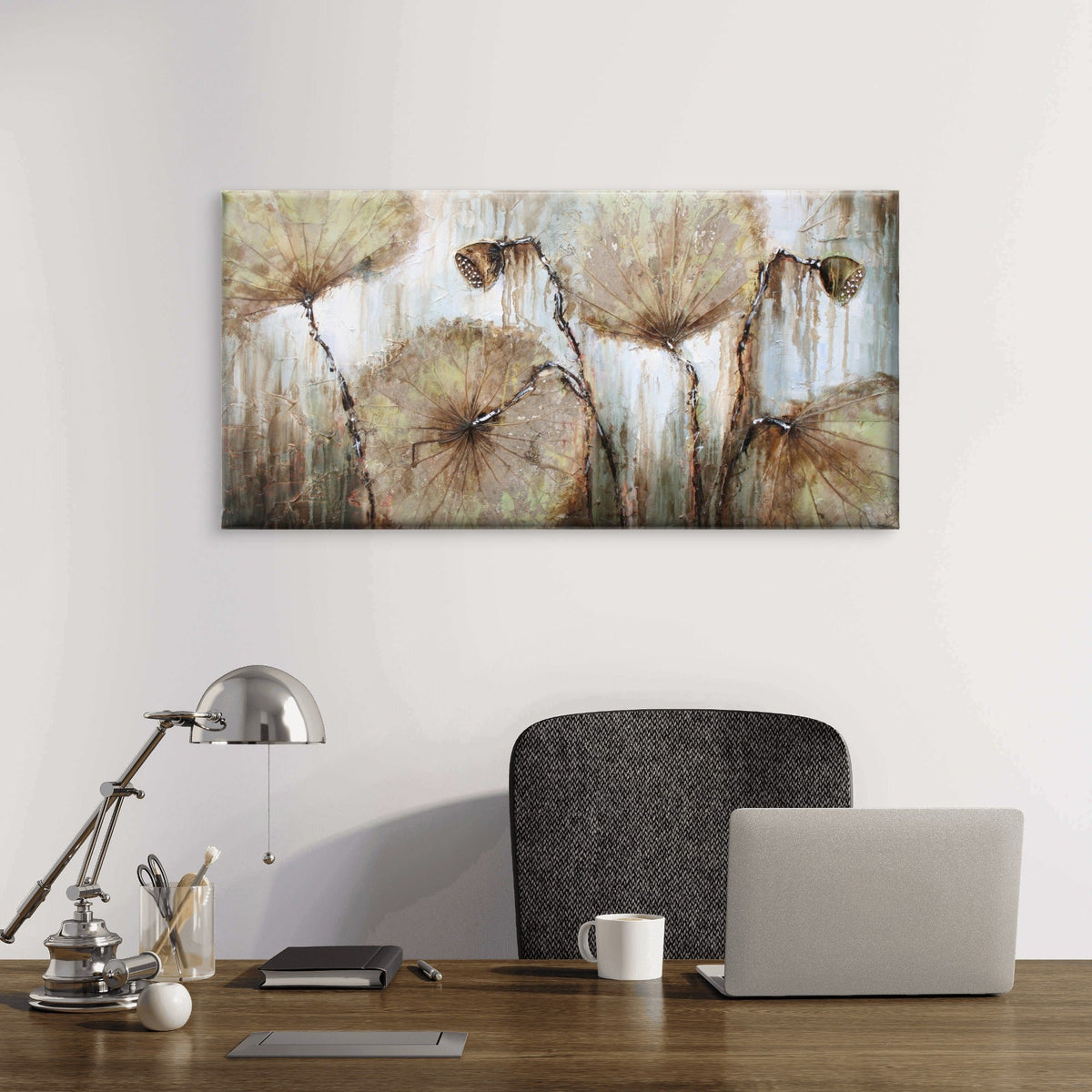 Asia Lotus Leaf Water Lily Wall Art Canvas Office Home Room Framed 80x45cm