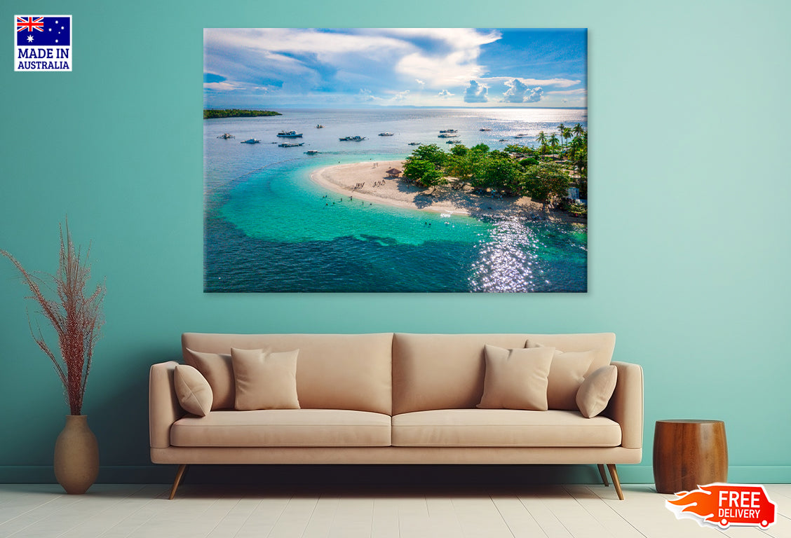 Aerial View of Tulang Diot Island Print 100% Australian Made Stretched Canvas Ready to Hang - BC-118