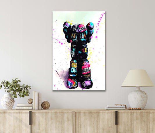 Painting Of Cartoon Character with Colorful Graffiti Arts Print 100% Australian Made 40x60cm Stretched Canvas Ready to Hang