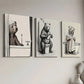 3pcs Retro Style Bear-Like In Bathroom  Wall Art Set Canvas Framed 40x60cm - High Quality Print 100% Australian Made Wall Canvas Ready to Hang