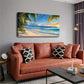 Vibrant Azure Blue Ocean & Palm Wall Art Canvas Office Home Room Framed 120x60cm