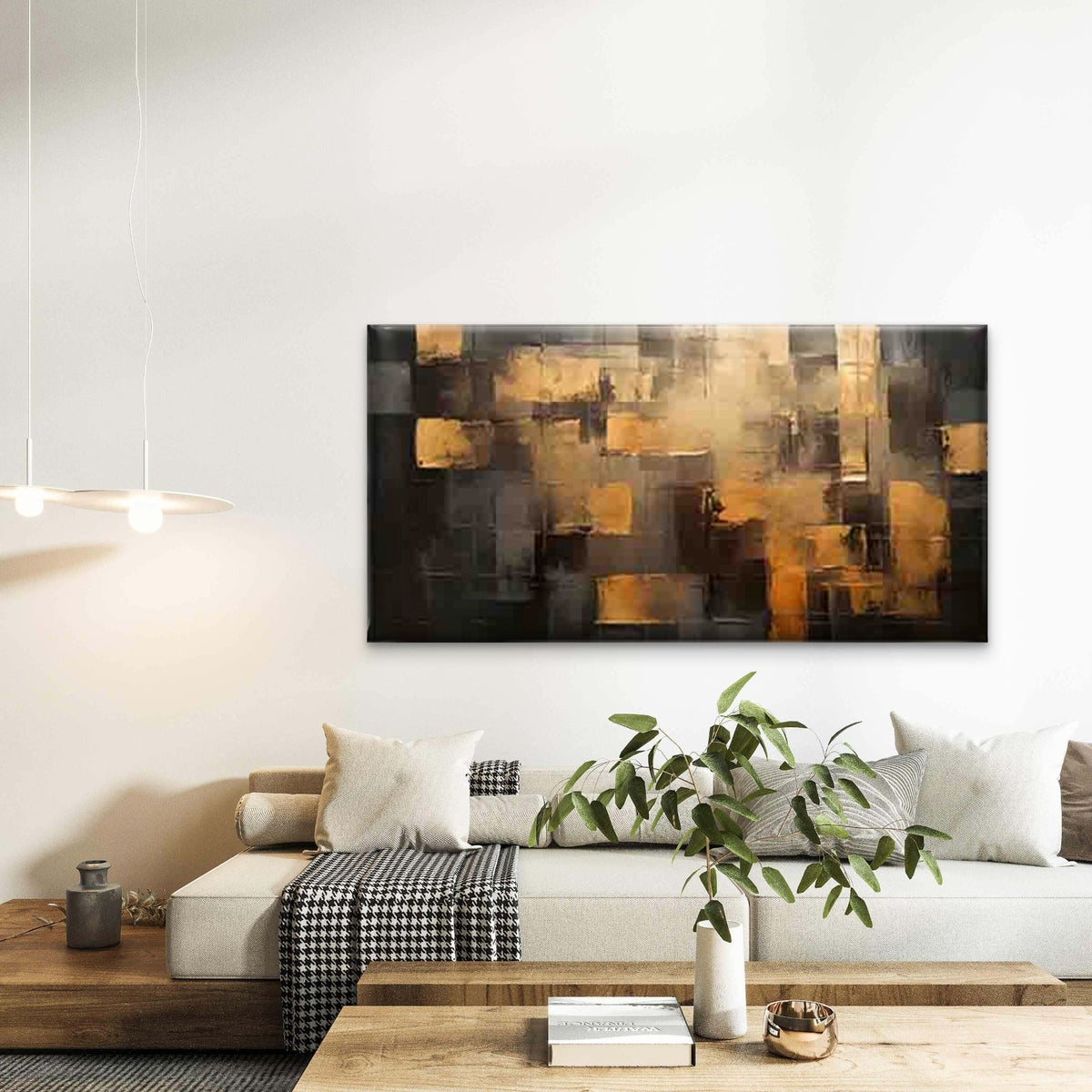 Abstract Geometric Pattern Wall Art Canvas Office Home Room Framed 80x45cm