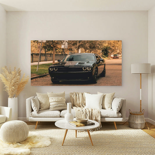 Black Dodge Challenger OnStreet Wall Art Canvas Office Home Room Framed 80x45cm